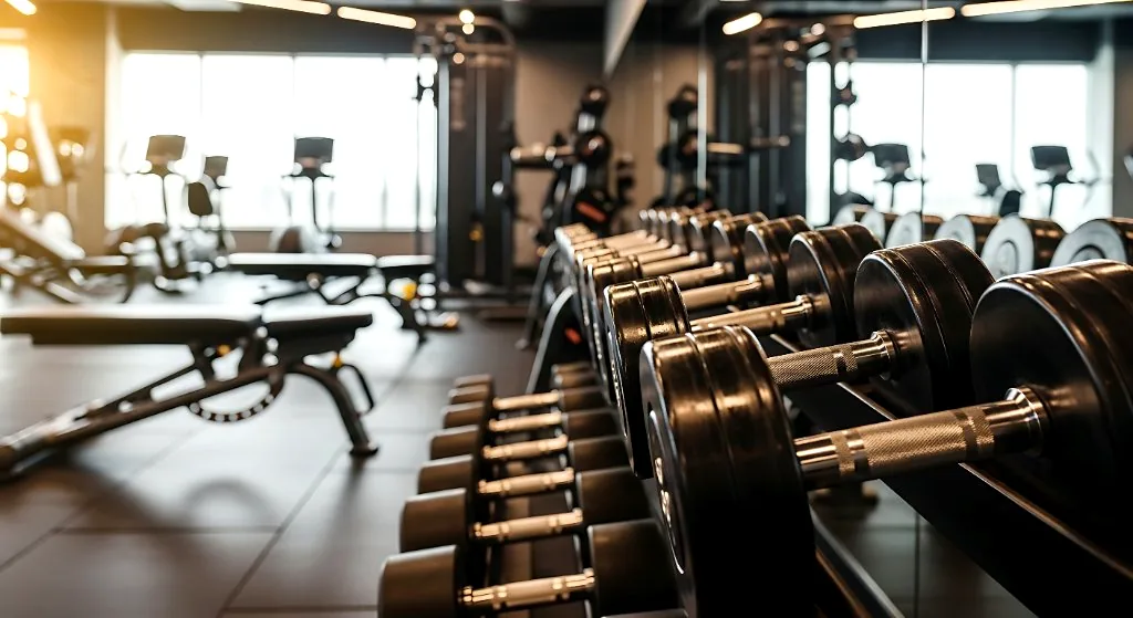 Bright, sunlit gym training floor